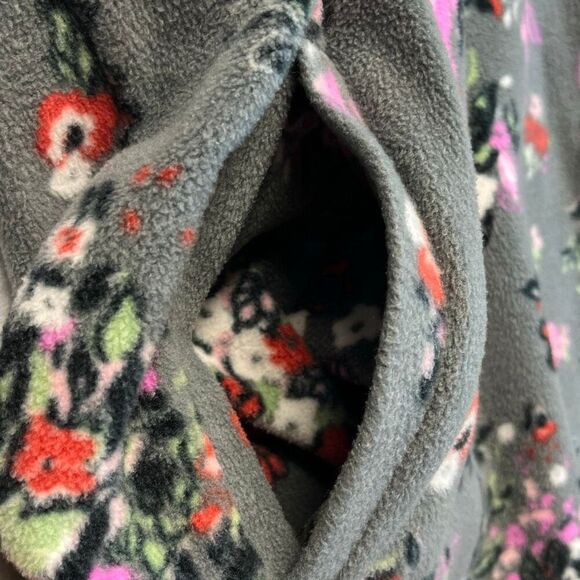 VERA BRADLEY Jacket Women's Small Gray Pink Floral Sporty Fleece Pullover Cozy - Picture 5 of 14